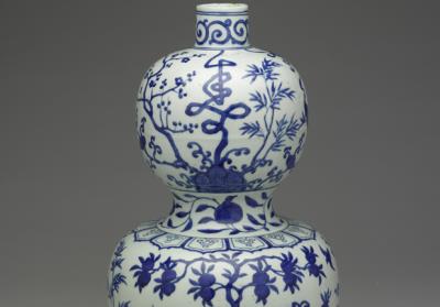 图片[2]-Gourd-shaped vase with longevity symbols decoration in underglaze blue, Ming dynasty, Jiajing reign (1522-1566)-China Archive